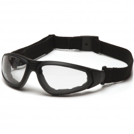 Pyramex XSG Safety Glasses/Goggles - Black Foam Lined Frame - Clear H2X Anti-Fog Lens