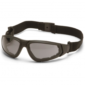 Pyramex XSG Safety Glasses/Goggles - Black Foam Lined Frame - Gray H2X Anti-Fog Lens