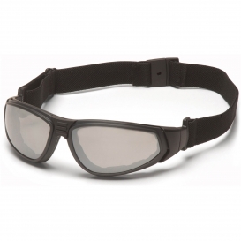 Pyramex XSG Safety Glasses/Goggles - Black Foam Lined Frame - Indoor/Outdoor Anti-Fog Mirror Lens