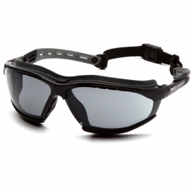 Pyramex GB9420STM Isotope Safety Glasses/Goggles - Black Frame w/ Rubber Gasket - Gray H2MAX Anti-Fog Lens