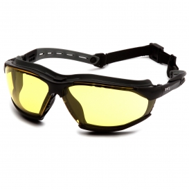 Pyramex GB9430STM Isotope Safety Glasses/Goggles - Black Frame w/ Rubber Gasket - Amber H2MAX Anti-Fog Lens