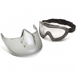Pyramex GG504DTSHIELD Capstone Shield Goggles - Removable Face Shield - Clear H2X Anti-Fog Dual Lens