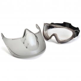 Pyramex GG504TSHIELD Capstone Shield Goggles - Removable Face Shield - Clear H2X Anti-Fog Lens