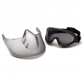 Pyramex GG524TSHIELD Capstone Shield Goggles - Removable Face Shield - Gray H2X Anti-Fog Lens