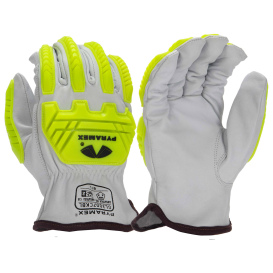 Pyramex GL3007CKB Select Grain Goatskin Leather Driver Gloves with A6 HPPE Liner - TPR Impact
