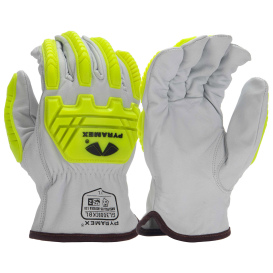 Pyramex GL3008CKB Select Grain Goatskin Leather Driver Gloves with A7 HPPE Liner - TPR Impact
