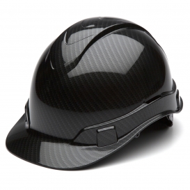 Pyramex HP44117S Ridgeline Cap Style Hard Hat - 4-Point Ratchet Suspension - Shiny Black Graphite