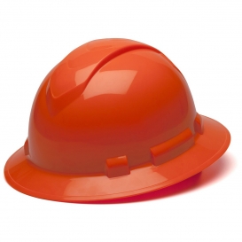 Pyramex HP54141 Ridgeline Full Brim Hard Hat - 4-Point Ratchet Suspension - Hi-Viz Orange