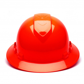 Pyramex HP54141V Ridgeline Vented Full Brim Hard Hat - 4-Point Ratchet Suspension - Hi-Vis Orange
