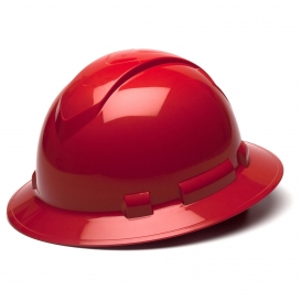 Pyramex HP56120 Ridgeline Full Brim Hard Hat - 6-Point Ratchet Suspension - Red