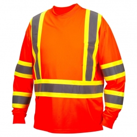 Pyramex RCLTS3120 Type R Class 3 X-Back Two-Tone Long Sleeve Safety Shirt - Orange