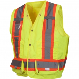 Pyramex RCMS2810 Type R Class 2 Solid X-Back Two-Tone Surveyor Safety Vest - Yellow/Lime