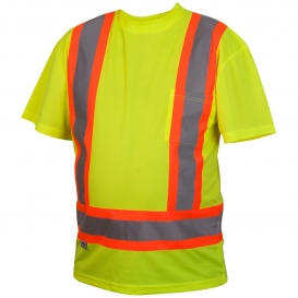 Pyramex RCTS2110 Type R Class 2 X-Back Two-Tone Short Sleeve Safety Shirt - Yellow/Lime