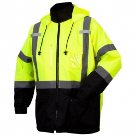 Pyramex RP3110 Type R Class 3 Black Bottom Parka w/ Removable Fleece Liner - Lime Green