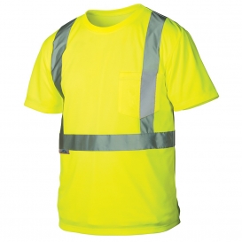 Pyramex RTS21 Type R Class 2 Safety Shirt w/ Stripe Over Pocket - Yellow/Lime
