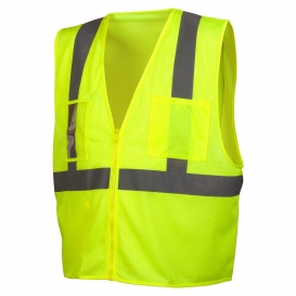 Pyramex RVZ2110CP Type R Class 2 Mesh Safety Vest with Clear Pocket - Yellow/Lime