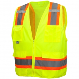 Pyramex RVZ2410 Type R Class 2 Two-Tone Surveyor Safety Vest with Pocket - Yellow/Lime
