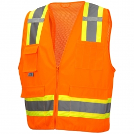 Pyramex RVZ2420 Type R Class 2 Two-Tone Surveyor Safety Vest with Pocket - Orange