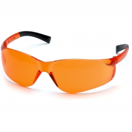 Pyramex S2540S Ztek Safety Glasses - Rubber Temple Tips - Orange Lens