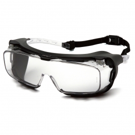 Pyramex S9910STMRG Cappture Safety Glasses - Black Frame w/ Straps - Clear H2MAX Anti-Fog Lens