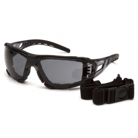Pyramex SB10220STMFP Fyxate Safety Glasses - Black Foam Lined Frame - Gray H2MAX Anti-Fog Lens