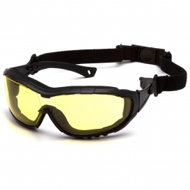 Pyramex SB10330ST V3T Safety Glasses - Black Temples and Strap - Amber H2X Anti-Fog Lens