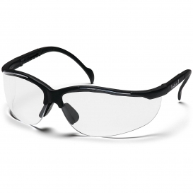 Pyramex SB1810ST Venture II Safety Glasses - Black Frame - Clear H2X Anti-Fog Lens