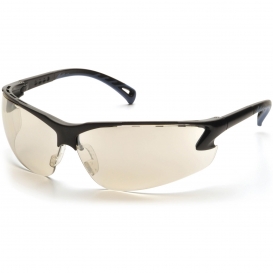 Pyramex SB5780D Venture 3 Safety Glasses - Black Frame - Indoor/Outdoor Mirror Lens
