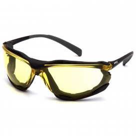 Pyramex SB9330ST Proximity Safety Glasses - Black Foam Lined Frame - Amber H2X Anti-Fog Lens