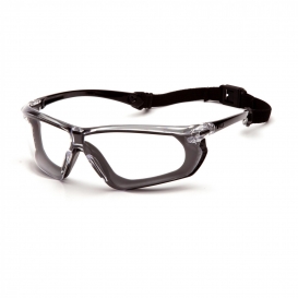 Pyramex SBG10610DT Crossovr Safety Glasses - Black/Gray Frame w/ Rubber Gasket - Clear H2X Anti-Fog Lens