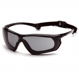 Pyramex SBG10620DT Crossovr Safety Glasses - Black/Gray Frame w/ Rubber Gasket - Gray H2X Anti-Fog Lens