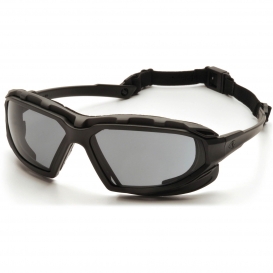 Pyramex SBG5020DT Highlander Plus Safety Glasses - Black Foam Lined Frame - Gray H2X Anti-Fog Lens