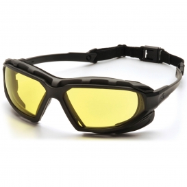 Pyramex SBG5030DT Highlander Plus Safety Glasses - Black Foam Lined Frame - Amber H2X Anti-Fog Lens