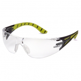Pyramex SBGR9610S Endeavor Plus Safety Glasses - Black/Green Temples - Clear Lens