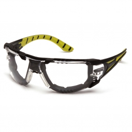 Pyramex SBGR9610STMFP Endeavor Plus Safety Glasses - Black/Green Temples - Clear H2MAX Anti-Fog Lens