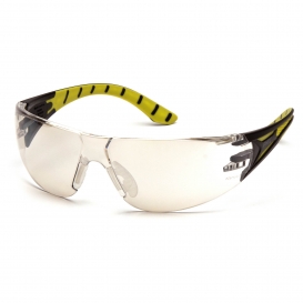 Pyramex SBGR9680S Endeavor Plus Safety Glasses - Black/Green Temples - Indoor/Outdoor Mirror Lens 