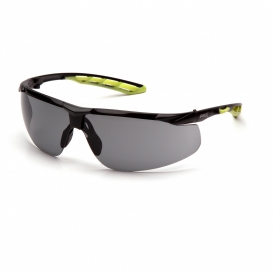 Pyramex SBL10520D Flex-Lyte Safety Glasses - Black and Lime Frame - Gray Lens