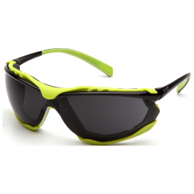 Pyramex SBL9323STM Proximity Safety Glasses - Black/Lime Foam Lined Frame - Gray H2MAX Anti-Fog Lens