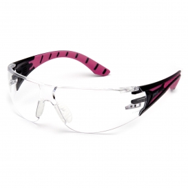 Pyramex SBP9610S Endeavor Plus Safety Glasses - Black/Pink Temples - Clear Lens