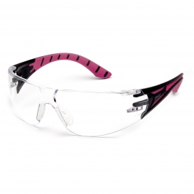 Pyramex SBP9610ST Endeavor Plus Safety Glasses - Black/Pink Temples - Clear H2X Anti-Fog Lens
