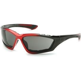 Pyramex SBR8720DTP Accurist Safety Glasses - Black/Red Foam Lined Frame - Gray Anti-Fog Lens