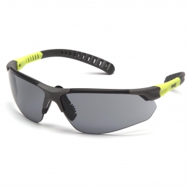 Pyramex SGL10120DTM Sitecore Safety Glasses - Gray/Lime Temples - Gray H2MAX Anti-Fog Lens
