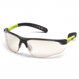 Pyramex SGL10180D Sitecore Safety Glasses - Gray/Lime Temples - Indoor/Outdoor Mirror Lens