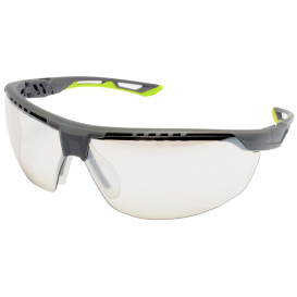 Pyramex SGL11380DT TruFlex Safety Glasses - Gray/Lime Frame - Indoor/Outdoor Mirror Lens