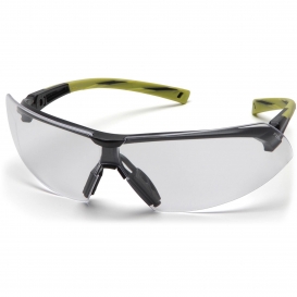 Pyramex SGR4910ST Onix Safety Glasses - Black/Green Frame - Clear H2X Anti-Fog Lens