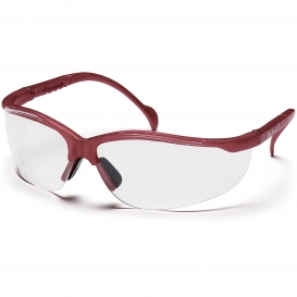 Pyramex SMM1810S Venture II Safety Glasses - Maroon Frame - Clear Lens
