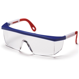 Pyramex SNWR410S Integra Safety Glasses - Red/White/Blue Frame - Clear Lens