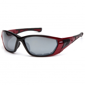 Pyramex SR10870D Atrex Safety Glasses - Red Padded Frame - Silver Mirror Lens