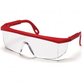 Pyramex SR410S Integra Safety Glasses - Red Frame - Clear Lens
