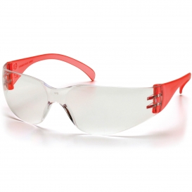 Pyramex SR4110S Intruder Safety Glasses - Red Temples - Clear Lens